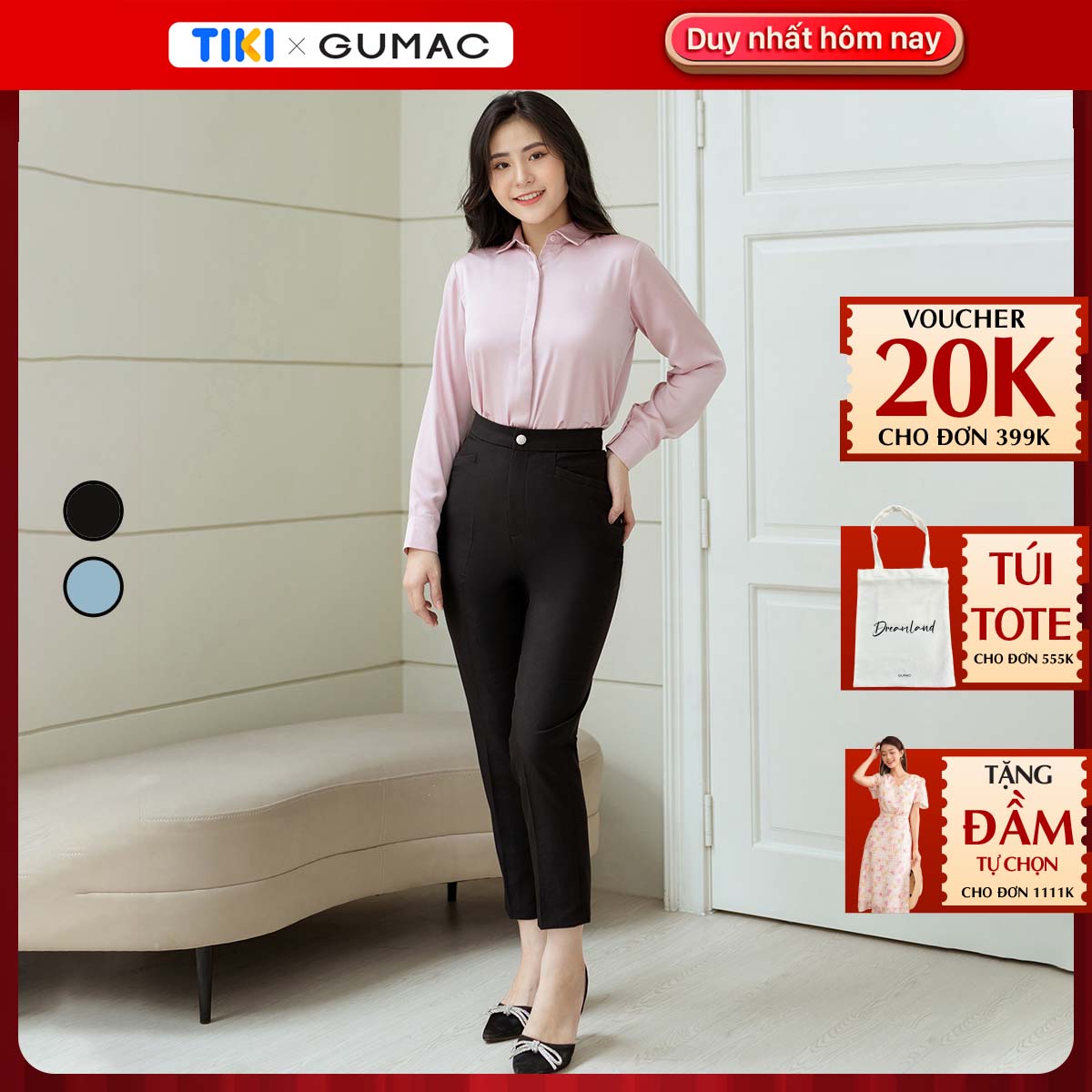 Quần ống đứng túi kiểu GUMAC QD08044