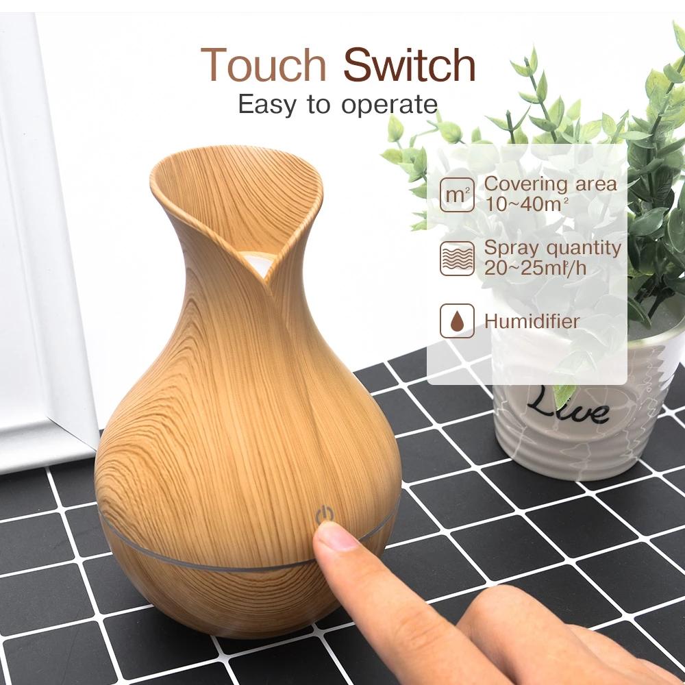 Mini Máy Tạo Độ Ẩm Không Khí USB Điện Máy Khuếch Tán Tinh Dầu Vân Gỗ Siêu Âm Thanh Mát Sương LED Cho Văn Phòng Nhà Xe Ô Tô