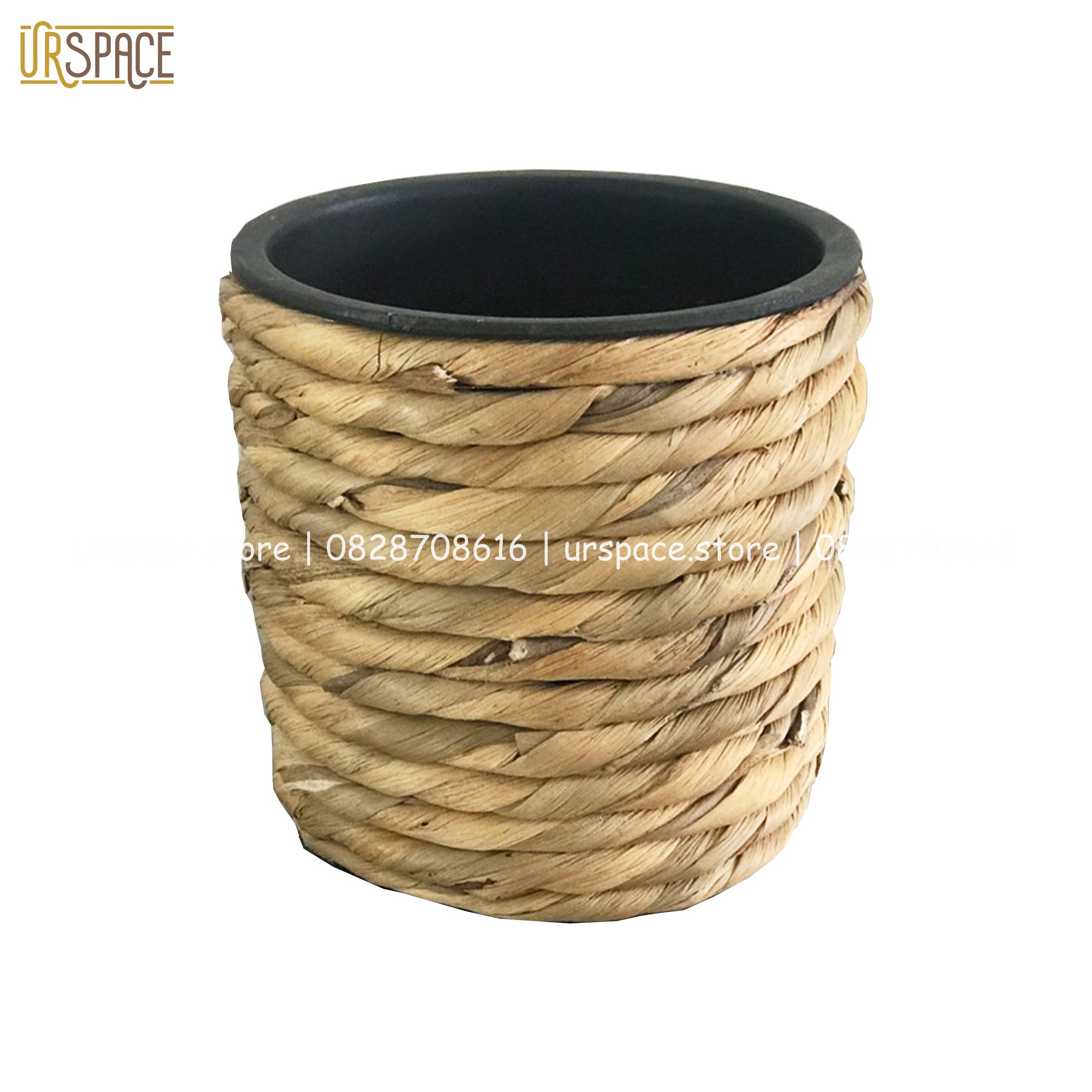 Chậu trồng cây lục bình hình tròn/ Hand-woven round hyacinth planter