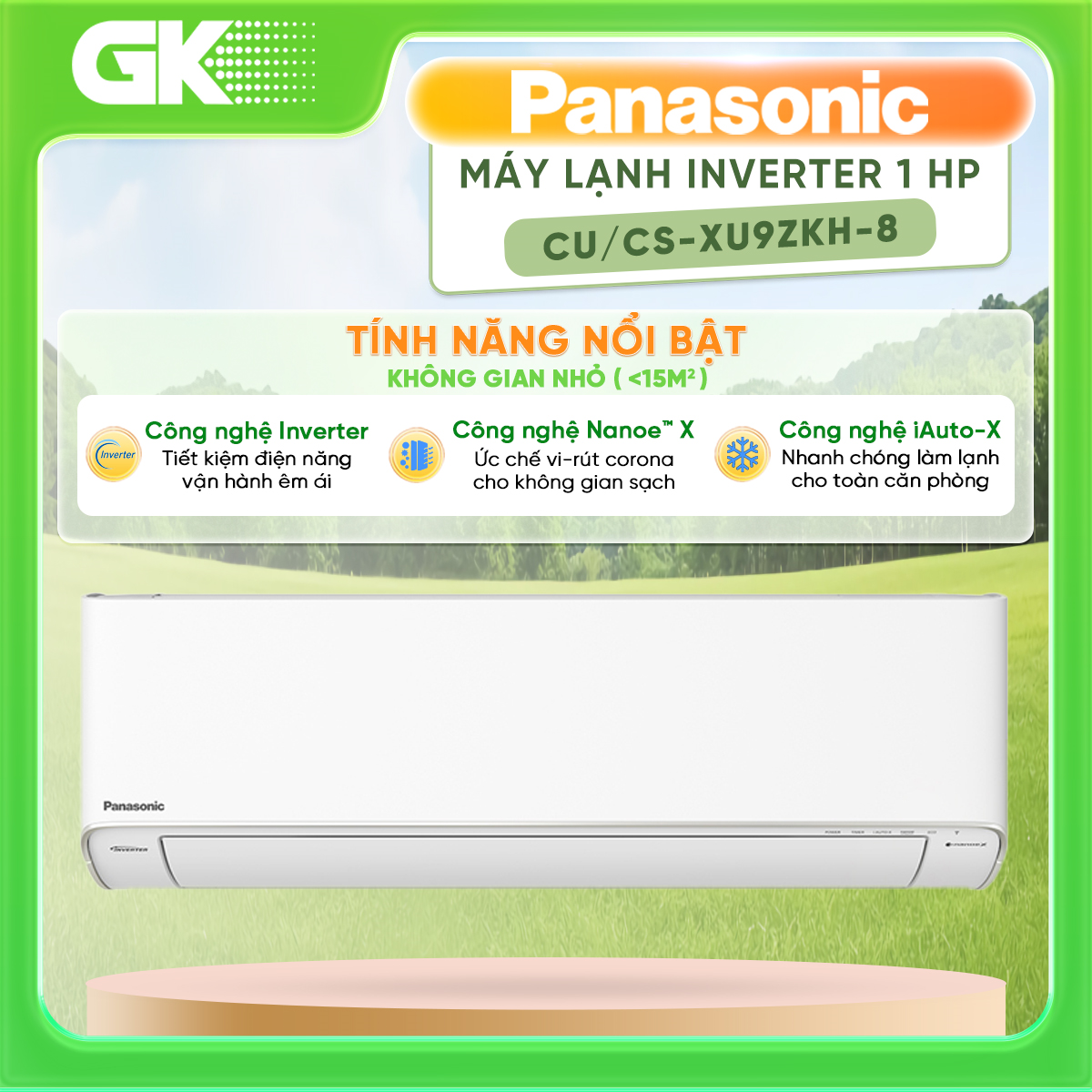 Máy lạnh Panasonic Inverter 1 HP CU/CS-XU9ZKH-8 - Hàng chính hãng - Chỉ giao HCM