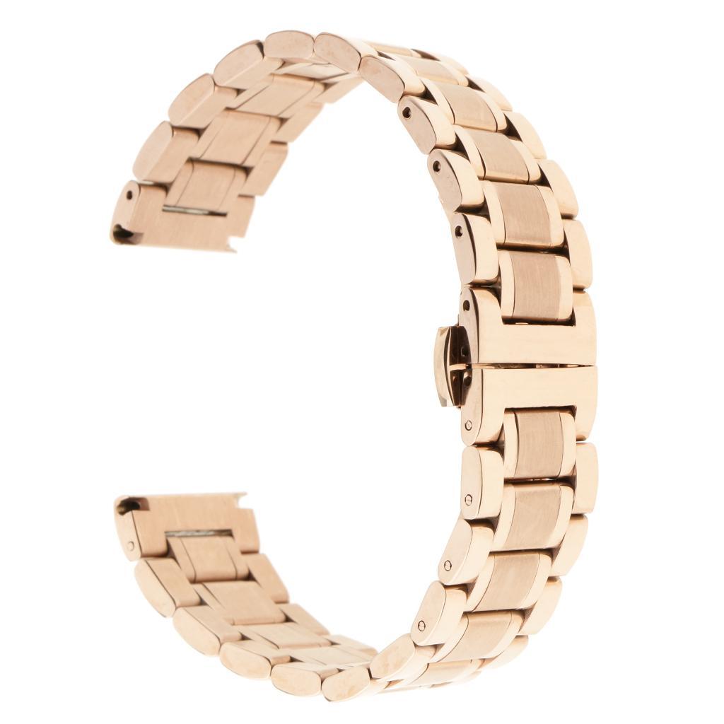 Solid Stainless Steel Watch Band Strap Bracelet Butterfly Buckle Belt 18mm