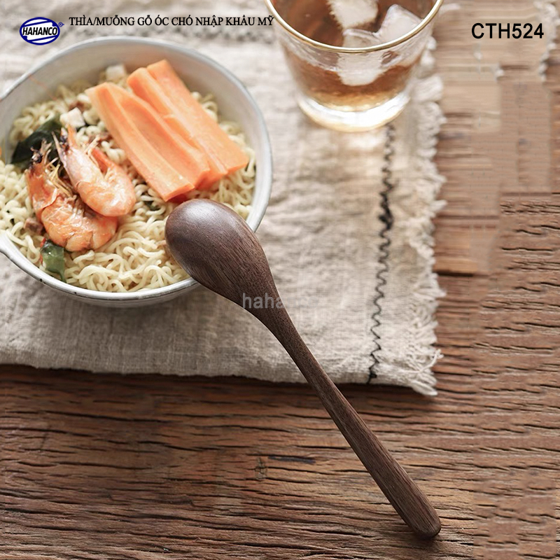 Thìa/Muỗng ăn súp gỗ Óc Chó CTH524 - Phụ kiện thìa gỗ vừa sử dụng chụp ảnh hoặc decor trang trí cho nhà hàng, món ăn