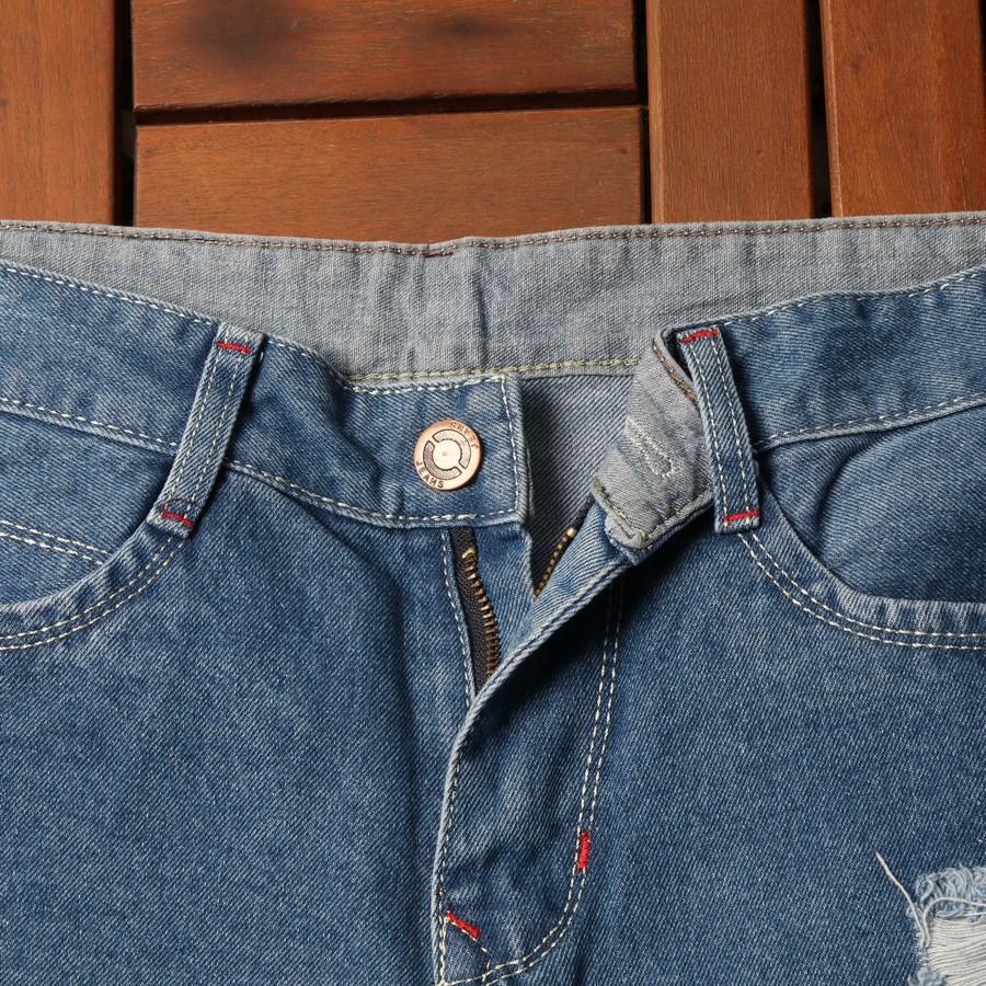 Quần short jean nam xanh nhạt cào rách GN33 Gấu Nâu