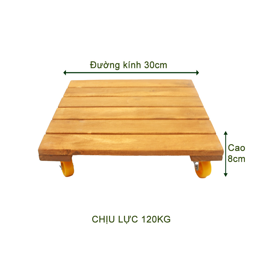 Bộ 2 Đế lót chậu cây-Đế đôn chậu cây-Có bánh xe Vuông Greenhome  chịu lưc 120kg ( màu vàng) R30xC8cm-TẶNG HAI GÓI DƯỠNG HOA TƯƠI LÂU