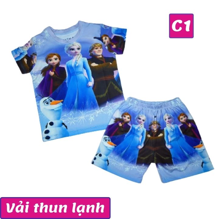 Đồ bộ bé gái hình ELSA từ 9-47kg - đồ bé gái vải thun lạnh - Giặt không vỡ hình -Kiến Lửa