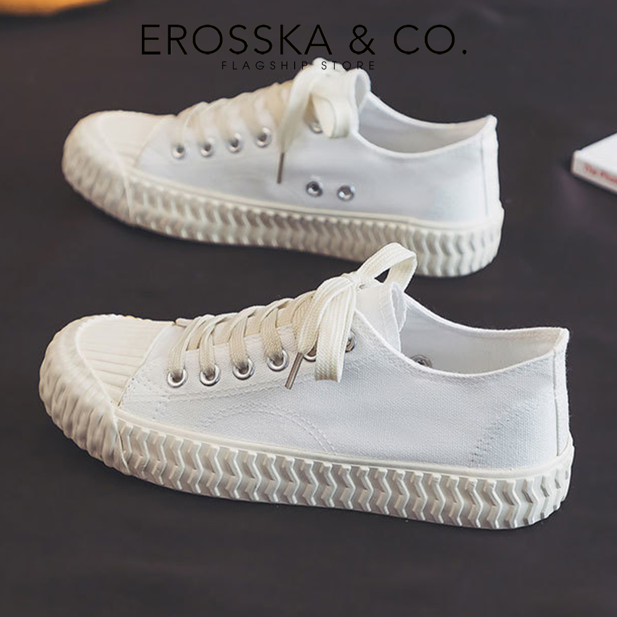 Erosska - Giày sneaker nữ đế bánh mì đi học kiểu dáng basic dễ phối - GS011