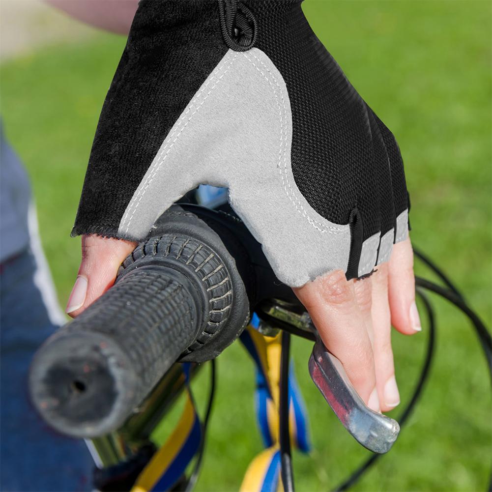 Găng Tay Ngón Tập Gym Thể Hình Chống Trơn Trượt Nam Nữ Guantes Đi Xe Đạp Fingerless Găng Tay Phụ Kiện Xe Đạp Color: Black Size: M