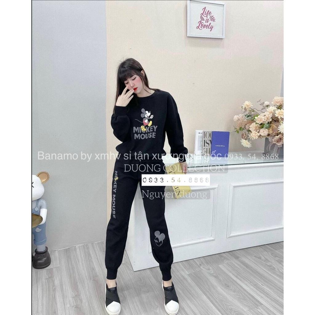 Bộ Mickey nữ chất nỉ đẹp siêu ấm thời trang Banamo Fashion 197