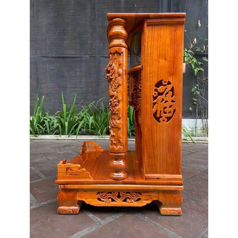 bàn thờ thần tài ông địa hộp đèn 56 x 88cm, bàn thờ ông địa gỗ gõ , bàn thờ gỗ