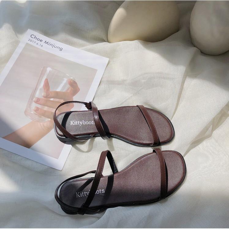 Fashion Ulzzang flat bottom strip flat casual sandals