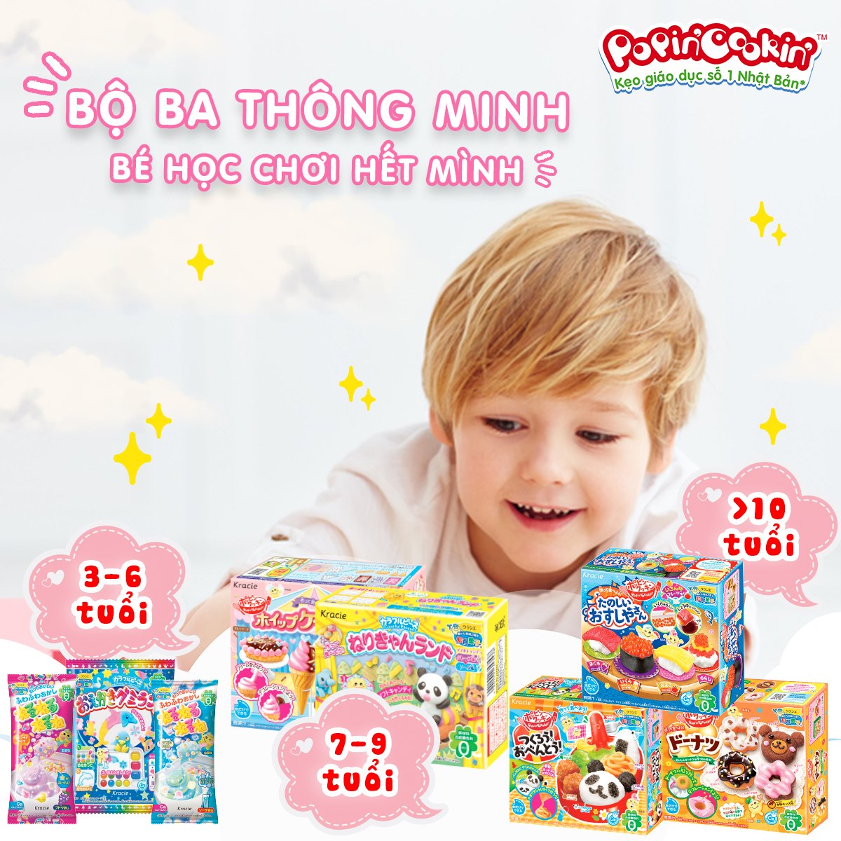 Combo 2 Hộp Kẹo Popin Cookin Bất Kỳ ( Làm Kem / Mì Ramen /  Sushi / Cơm Bento  )