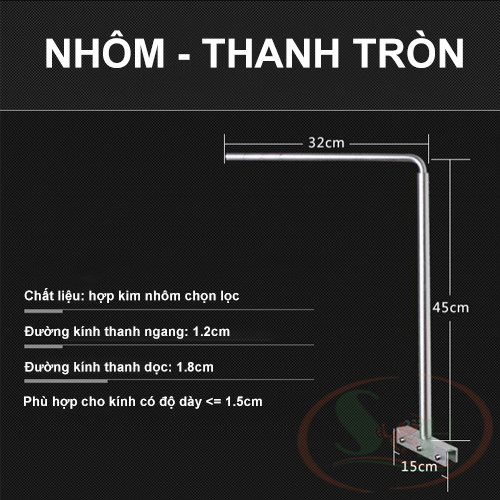 Giá chân treo đèn Mufan chữ L hợp kim nhôm thanh tròn kẹp thành bể thủy sinh cá tép