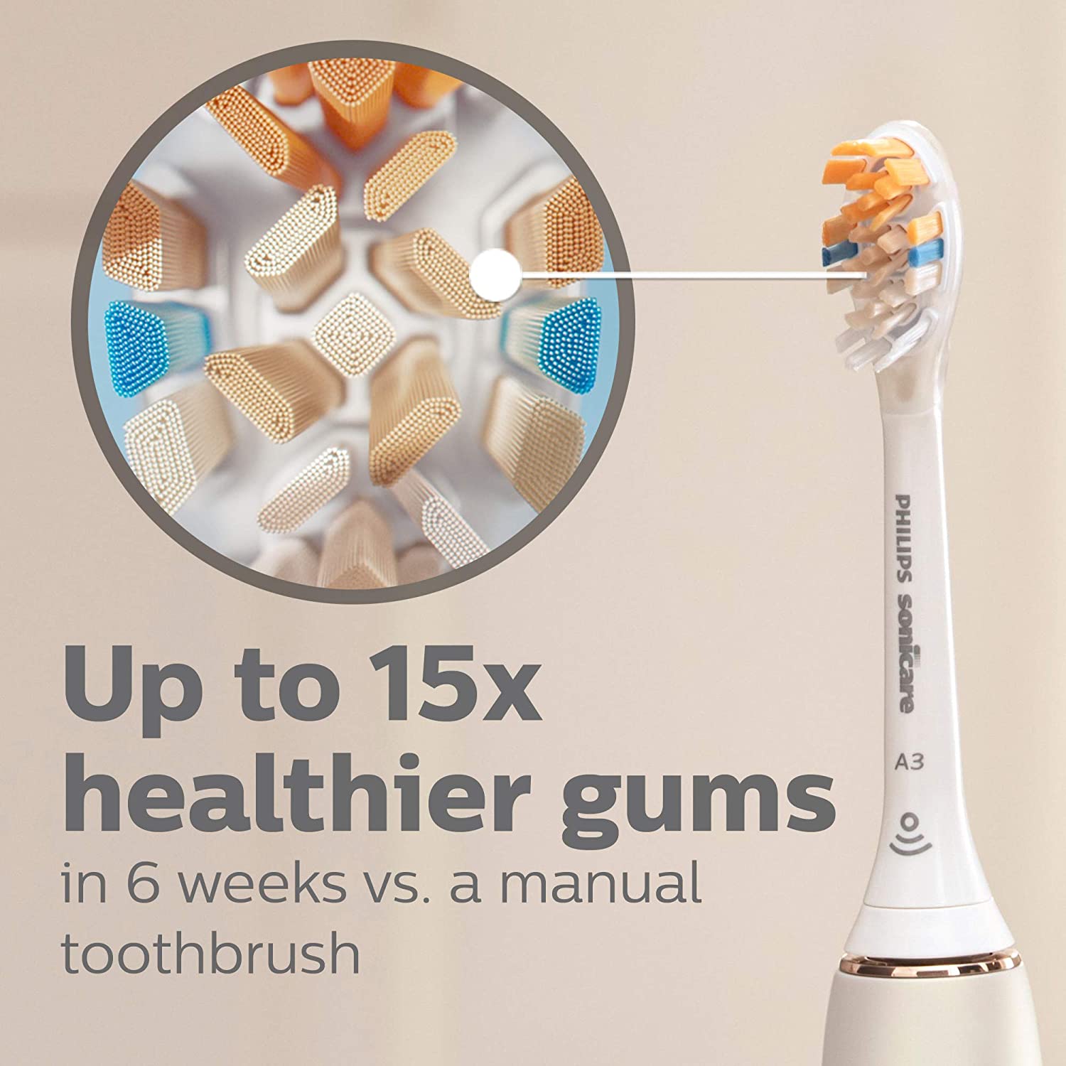 Đầu bàn chải đánh răng thay thế tất cả trong một cao cấp A3 chính hãng của Philips Sonicare Màu trắng