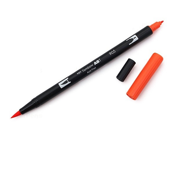 Bút lông cọ hai đầu Tombow ABT Dual Brush Pen - Brush/ Bullet - Red (905)
