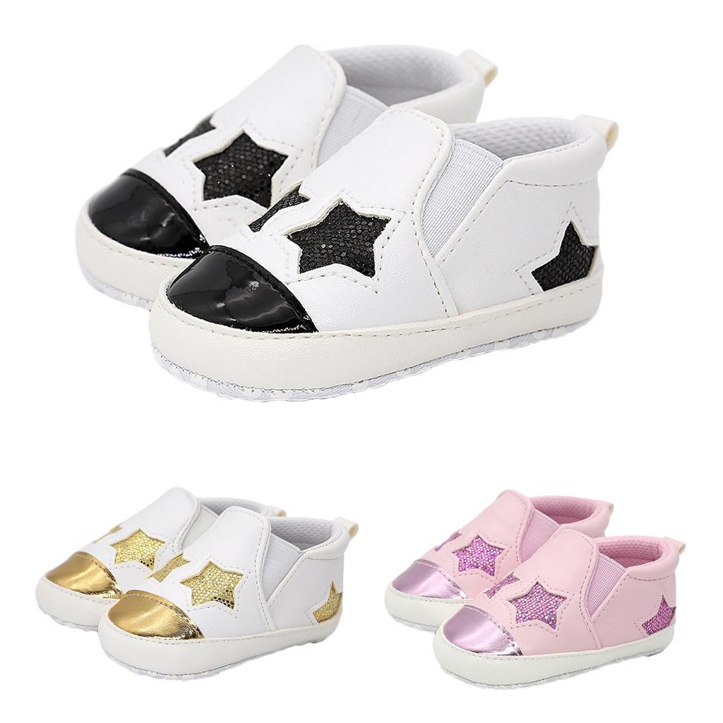 Baby Infant Baby Cute Stars Shoes Girl Soft Sole Sneaker Crib Shoes 0-18months