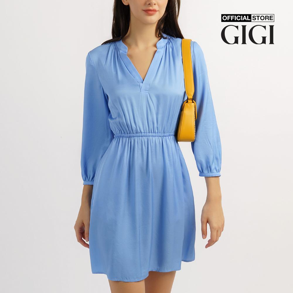 GIGI - Đầm mini cổ V tay dài xếp li thời trang G2101D221170-25