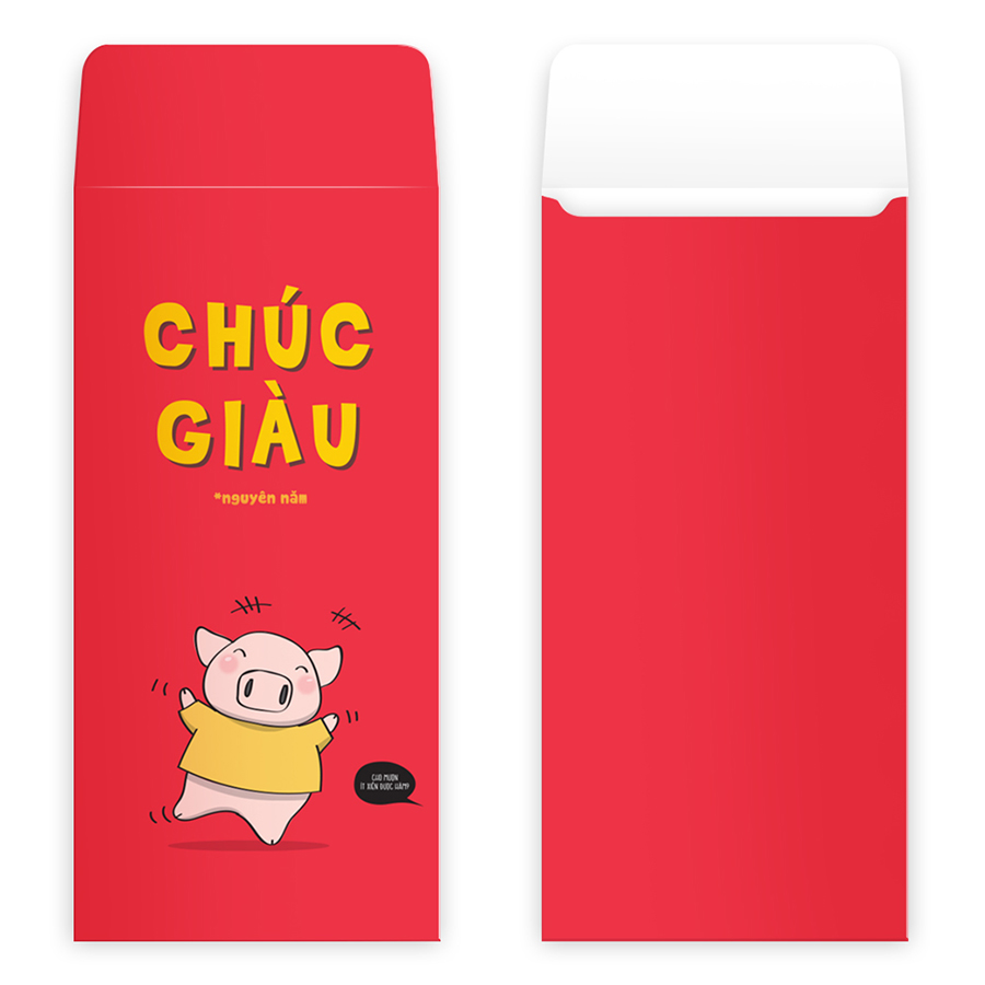 Bao Lì Xì SDstationery - Chúc chuẩn dzui - con thú vui nhộn - màu đỏ (bộ 5 cái)