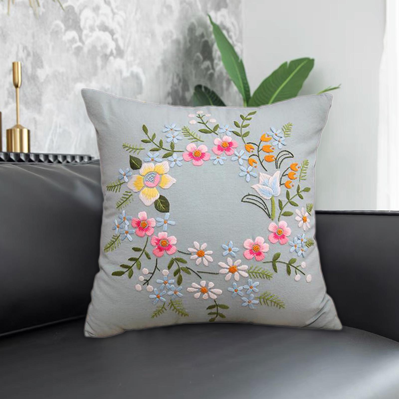 3Pieces Embroidery Pillow Covers Kit Cushion Cover Pillow Case Kit Cross Stitch Kits for Beginners