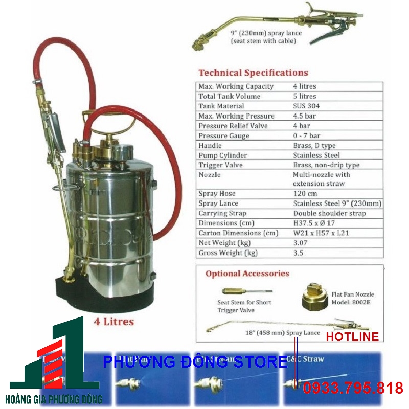 Bình phun tồn lưu Agrofog _ 4 lít