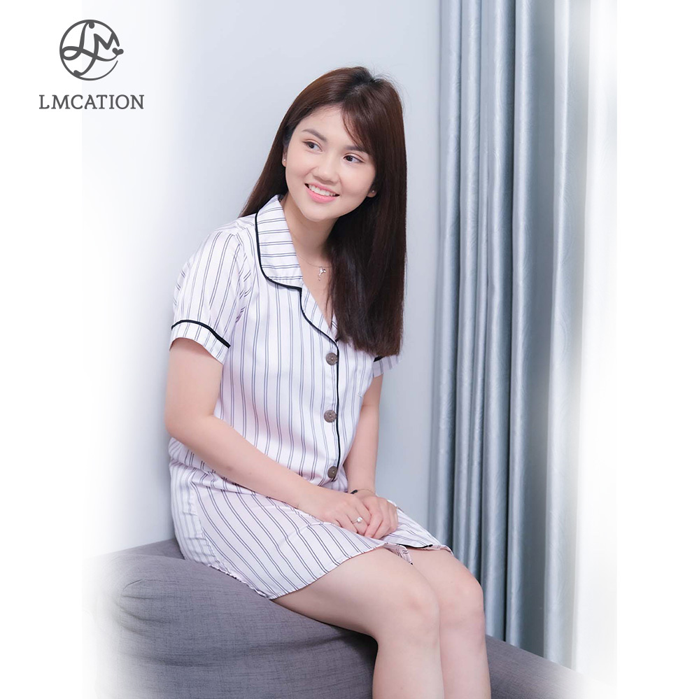 Đầm Pijama Nữ LMcation Molly - Sọc Hồng