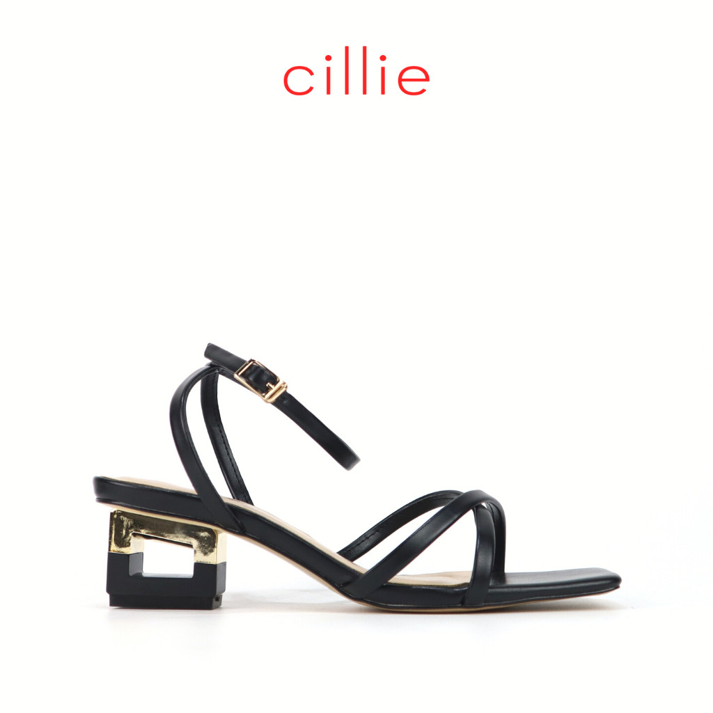 Giày sandal nữ dây chéo mảnh cao 5cm Cillie 1095