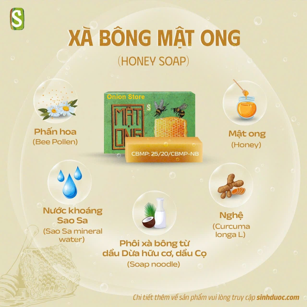 Xà bông Sinh Dược Mật ong mẫu bao bì vẽ mộc, bánh 100gr, hương mật ong nhẹ nhàng, làm sạch da, dưỡng da dịu nhẹ, có thể dùng cho da mặt