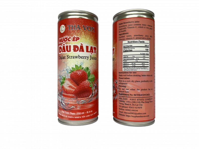 Nước Ép Dâu Đà Lạt thùng 24 lon x 250 ml