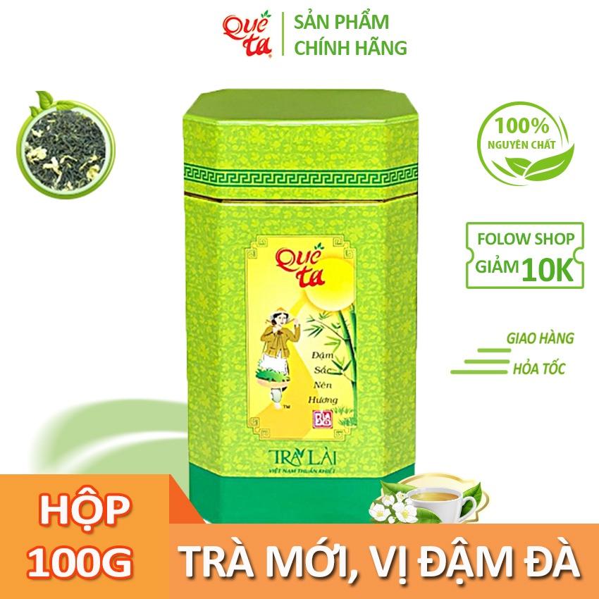 Trà lài (trà hoa nhài) Quê Ta, nguyên liệu làm trà sữa, trà đá, trà chanh ngon- Hộp xanh lá 100g