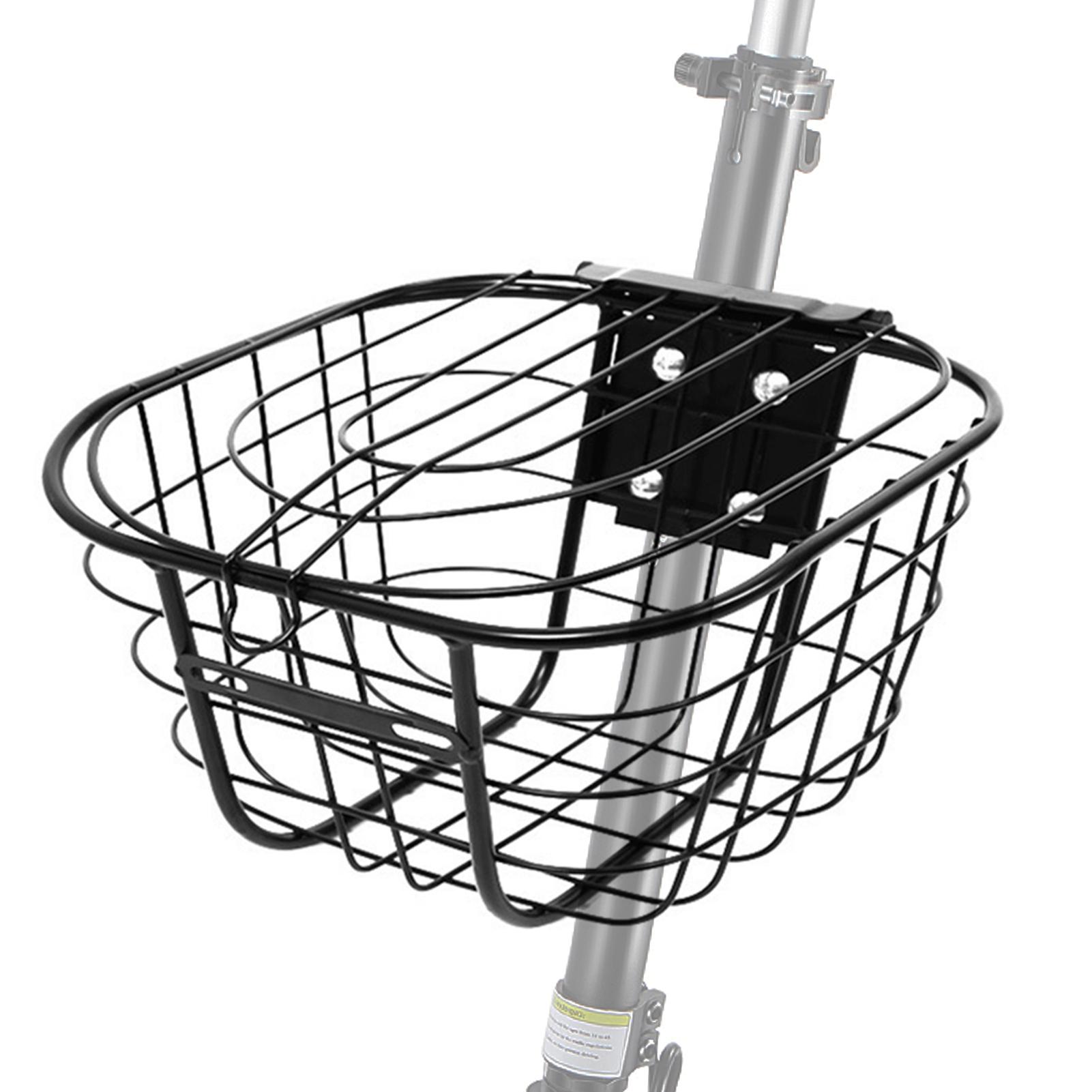 E-Bike Basket Scooter Front Basket Holder Anti-Rust Steel Bicycle Basket Cycling Front Basket for Ninebot Scooter