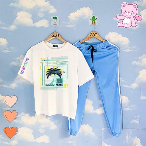 COMBO TIẾT KIỆM Set Đồ Bộ Áo Thun Tay Lửng Quần Kẻ 3Sọc, Quần Ulzzang 2 Sọc
