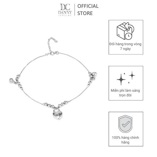 Lắc Chân Danny Jewelry Bạc 925 Xi Rhodium Hoạ Tiết Khoá Trái Tim LACY336