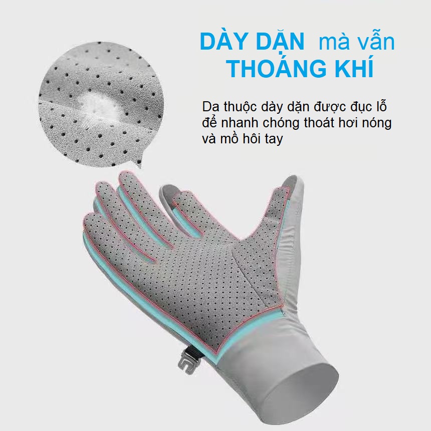 Găng tay lụa băng lót da thuộc thể thao cho nam và nữ Anasi WINDS13 - Chống tia UV