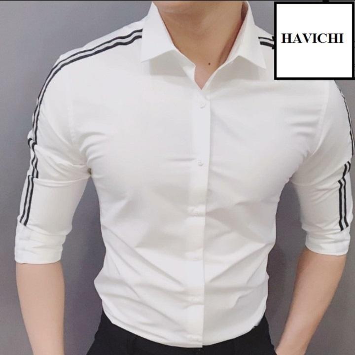 Áo sơ mi nam trắng - Sơ mi trắng nam công sở viền cánh tay thoáng mát, không nhăn