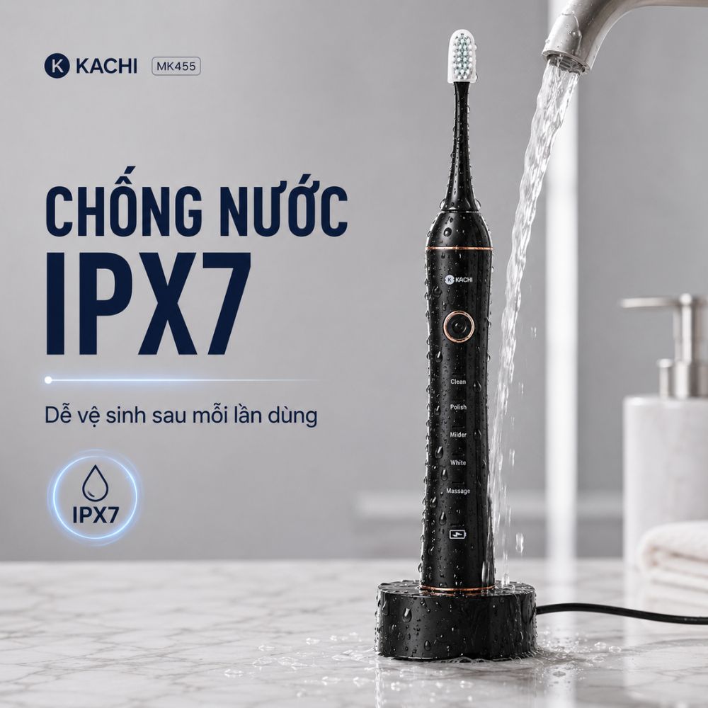 COMBO chăm sóc răng miệng toàn diện Kachi bàn chải điện làm sạch bề mặt răng + tăm nước làm sạch kẽ răng - hàng chính hãng
