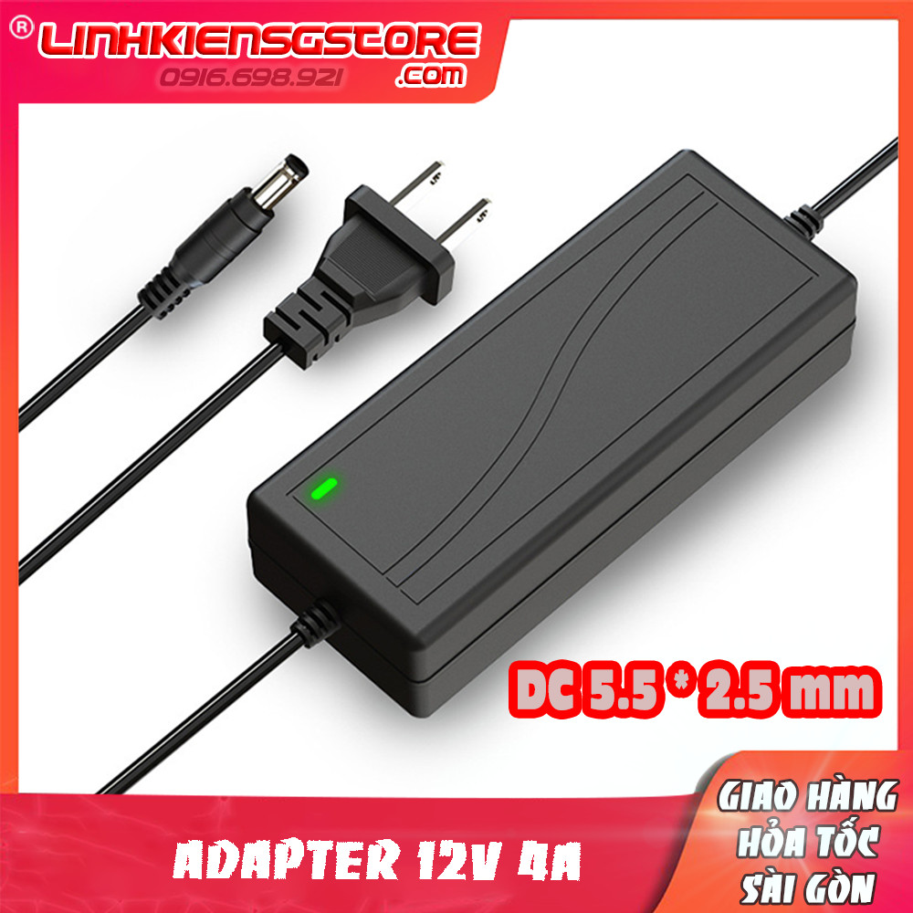 Nguồn Adapter 12V / 4A  jack DC 5.5 * 2.5 mm, dành cho đèn livestream