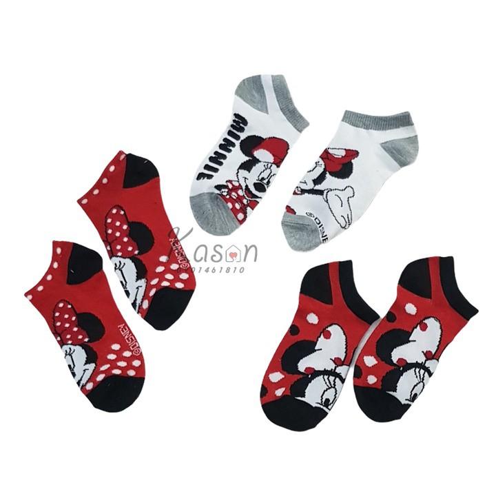 Combo 3 Đôi Vớ Trẻ Em Cổ Ngắn Họa Tiết Chuột Minnie