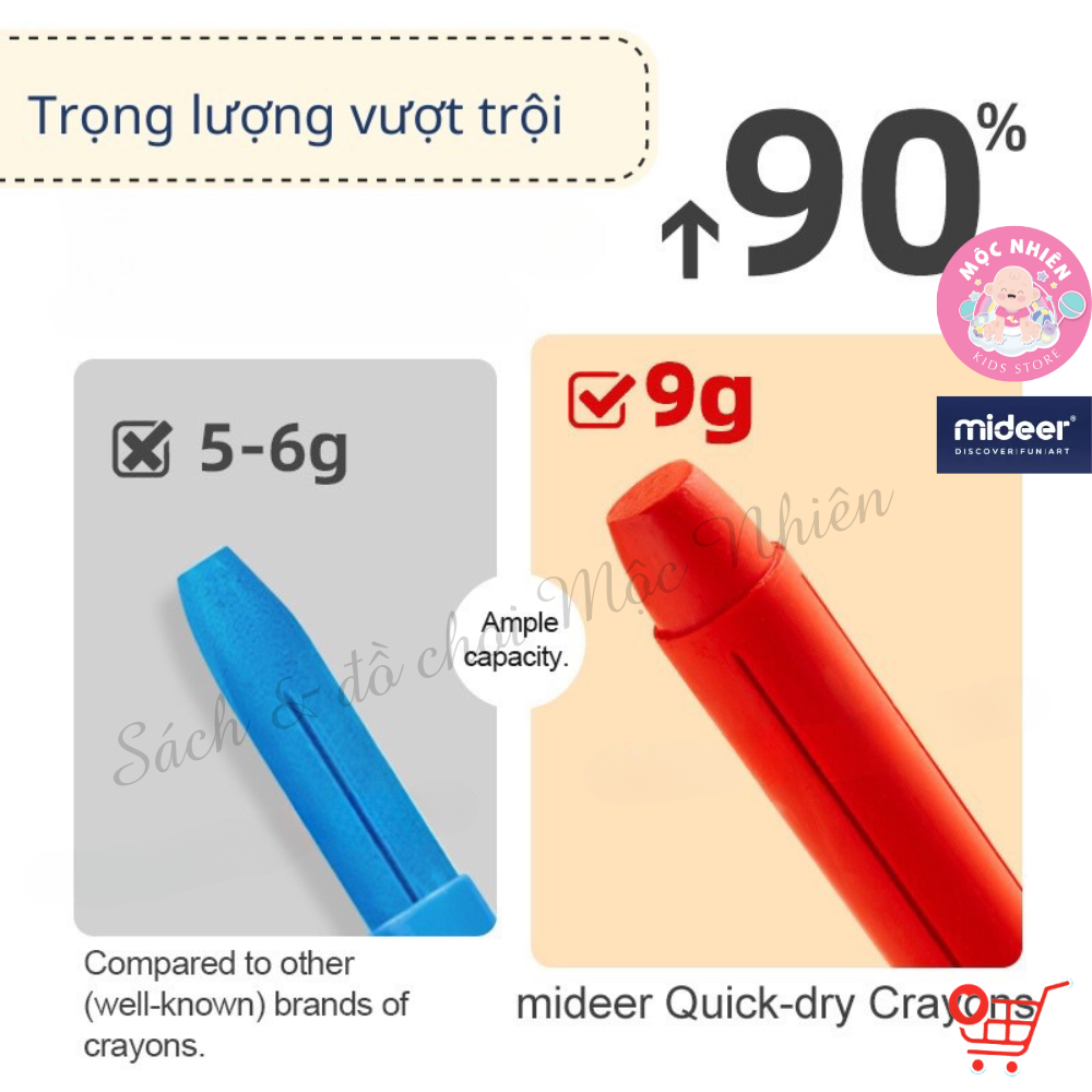 Bút màu sáp lụa hữu cơ Mideer Silky Crayon 8-12- 24 và 36 màu - Dành cho bé từ 3 tuổi