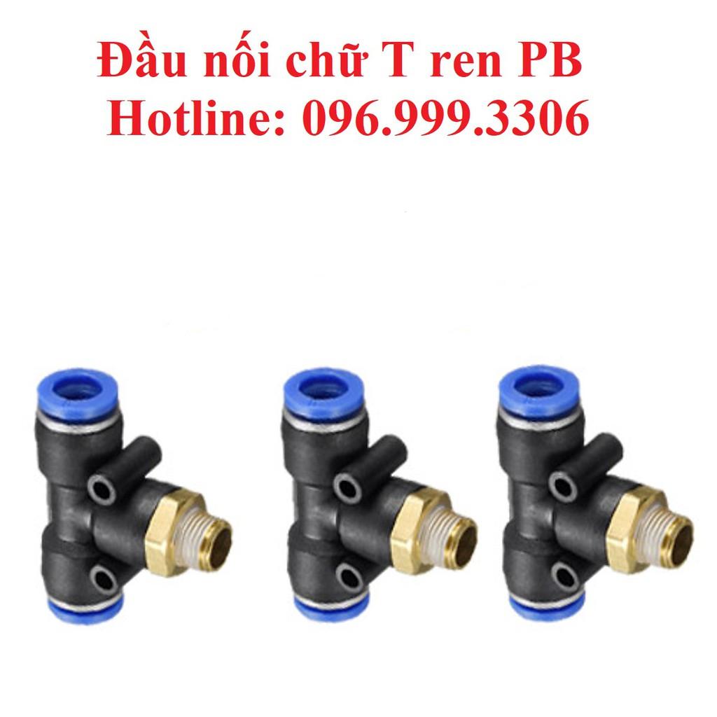 Đầu nối PB chữ T có ren ngoài khí nén, phun sương chịu được áp suất cao, đầy đủ kích thước