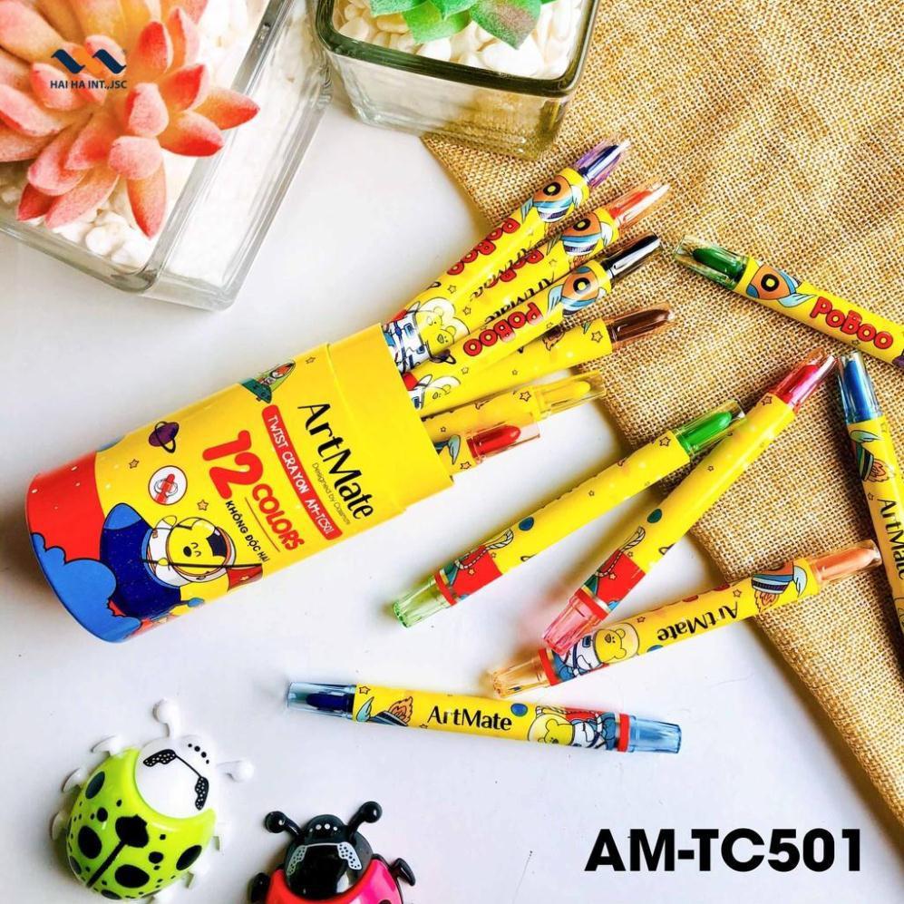 Bút sáp vặn ống 12/24 màu AM-TC501/503