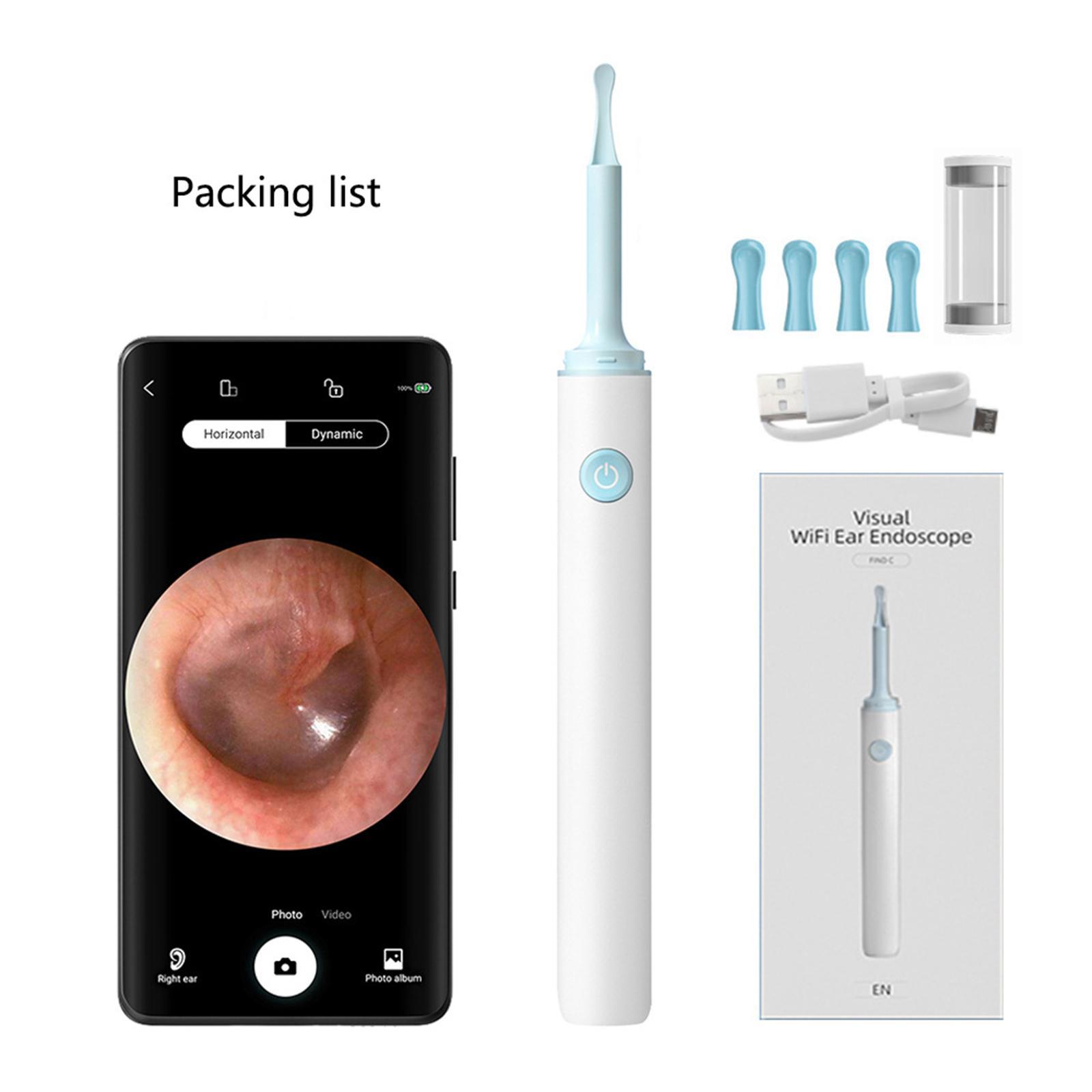 Ear Cleaning Kits 5MP with Ear Cleaning Tool Wireless 6 LED Lights Black