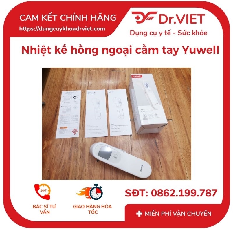 Nhiệt kế hồng ngoại cầm tay Yuwell YT-1 chính hãng nhập khẩu và phân phối chính ngạch đảm bảo chất lượng màn hình LCD, hiện thị chữ rõ ràng, cho kết quả nhanh chỉ sau 1s-2s - Drviet