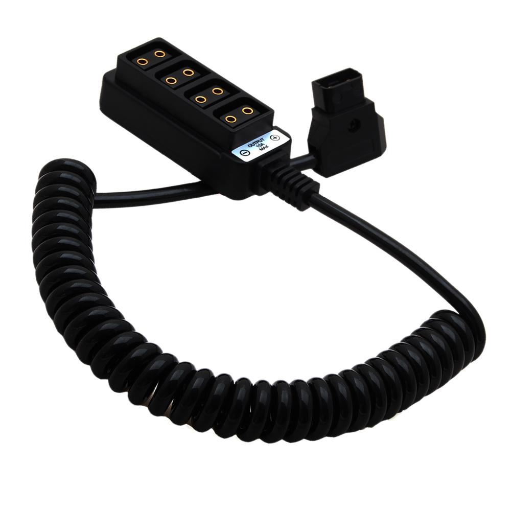 D-Tap Male to 4-Port D-Tap Female Cable Splitter Spring Line for Anton Bauer Battery