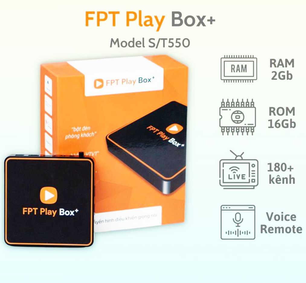 BOX SMART FPT PLAY BOX T550 2G , KÈM REMOTE VOICE ( MIỄN PHÍ 12 THÁNG ĐẦU)