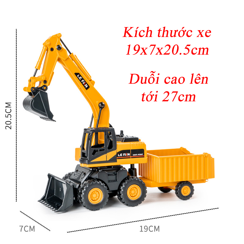 Đồ chơi xe xúc ủi chạy đà kèm thùng chứa vật liệu 3 trong 1 chất liệu nhựa ABS an toàn