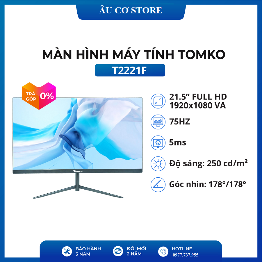 Màn Hình Máy Tính GAME Tomko T2221F 22&quot;FHD VA 75Hz 5ms AMD Freesync 3 Cạnh Chân-V - Hàng Chính Hãng