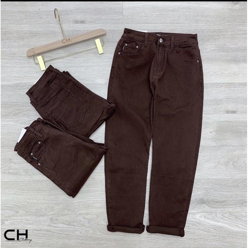 Quần jean baggy nâu tây sang chảnh cho nữ
