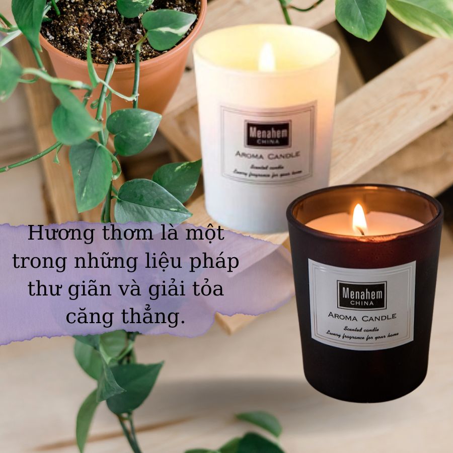 Nến Thơm Thiên Nhiên Không Khói Cao Cấp Aroma Menahem Thư Giãn Giảm Stress Nến Cốc Thơm Trang Trí Decor Phòng