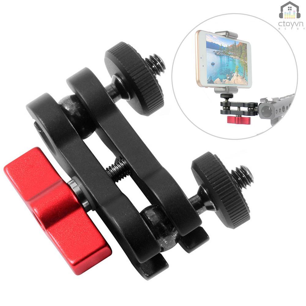 Khung gắn hai đầu bi 1/4 inch bằng hợp kim nhôm xoay 360 độ cho điện thoại
