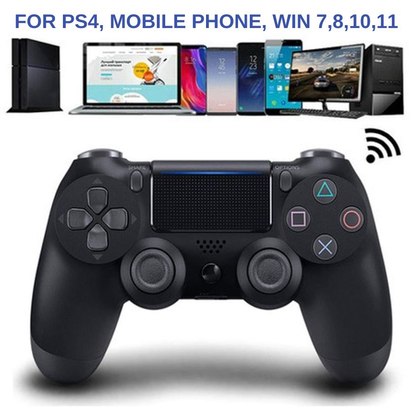 Tay cầm chơi game PS4 không dây Bluetooth - Bộ điều khiển trò chơi không dây PS4 chơi Fifa Online 4 dùng cho nhiều thiết bị TV/laptop/điện thoại tương thích với mọi hệ điều hành