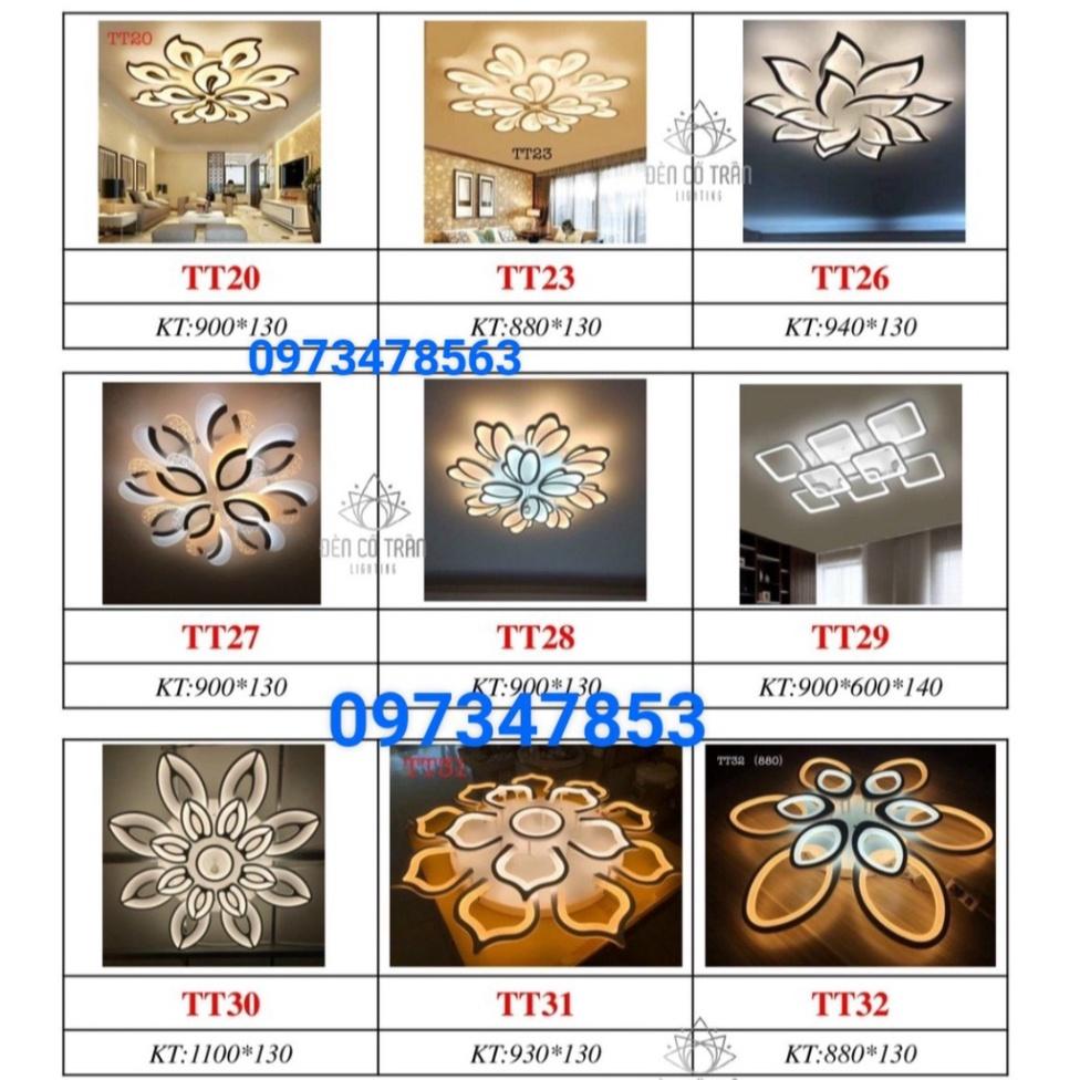 Đèn Mâm Led Ốp Trần 12 Cánh Trang Trí Phòng Khách,Ngủ,Spa,Hội Nghị Có Điều Khiển Phân Tầng 3 Màu Ánh Sáng